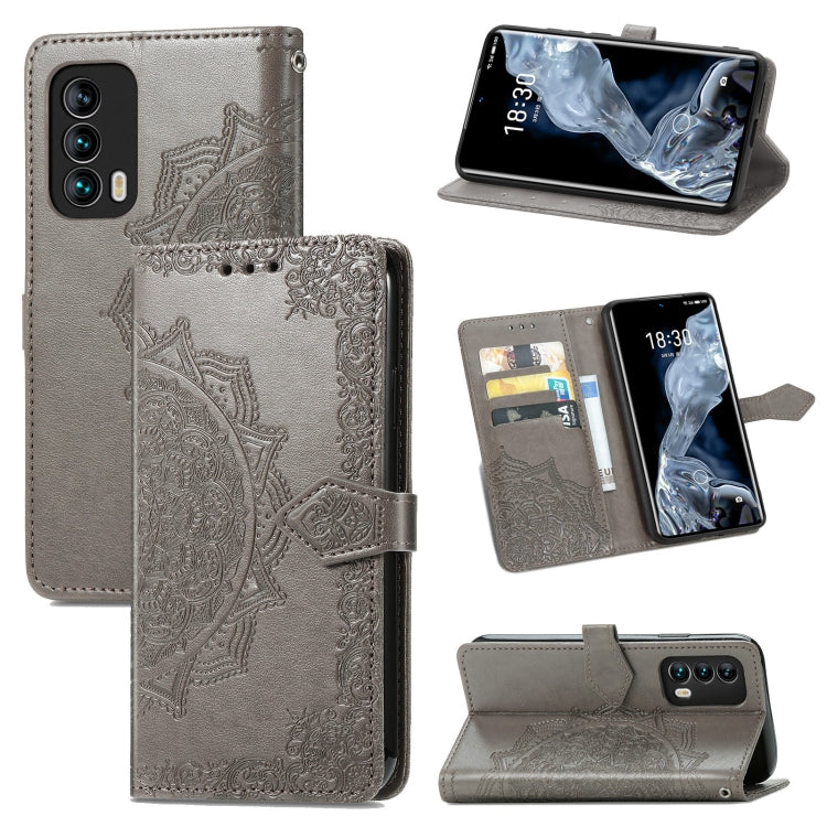 For Meizu 18 Mandala Flower Embossed Horizontal Flip Leather Case with Holder & Three Card Slots & Wallet & Lanyard