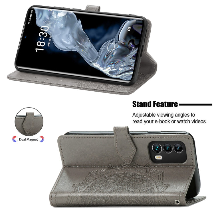 For Meizu 18 Mandala Flower Embossed Horizontal Flip Leather Case with Holder & Three Card Slots & Wallet & Lanyard