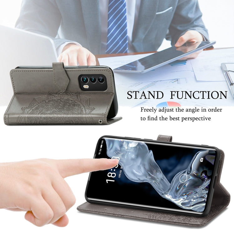 For Meizu 18 Mandala Flower Embossed Horizontal Flip Leather Case with Holder & Three Card Slots & Wallet & Lanyard