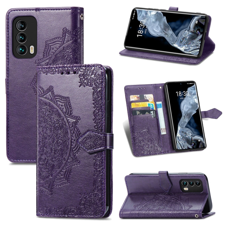 For Meizu 18 Mandala Flower Embossed Horizontal Flip Leather Case with Holder & Three Card Slots & Wallet & Lanyard