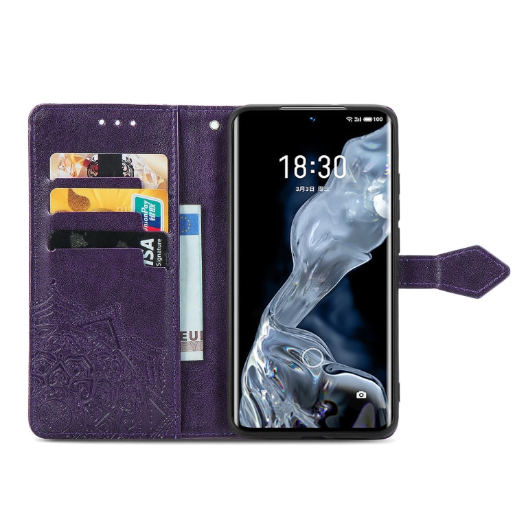 For Meizu 18 Mandala Flower Embossed Horizontal Flip Leather Case with Holder & Three Card Slots & Wallet & Lanyard