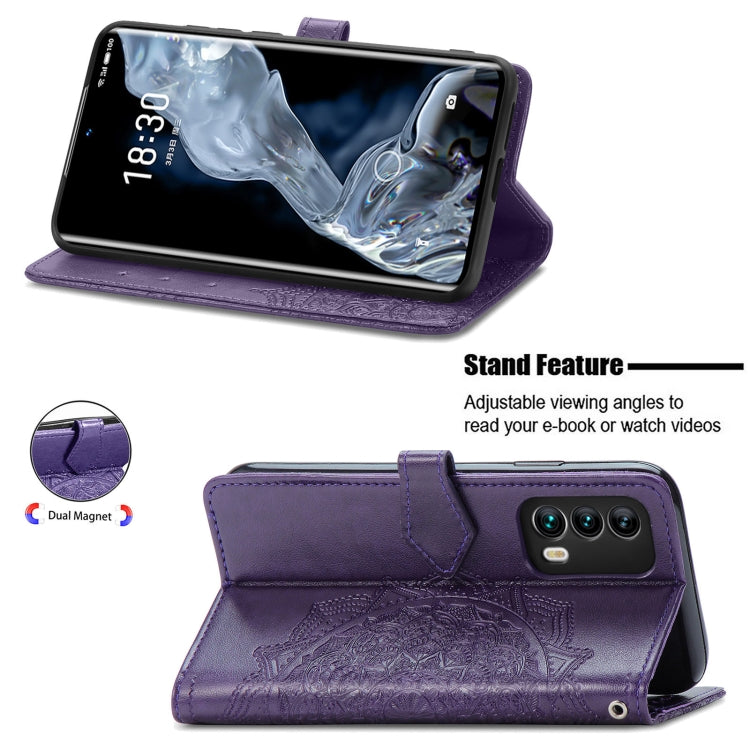 For Meizu 18 Mandala Flower Embossed Horizontal Flip Leather Case with Holder & Three Card Slots & Wallet & Lanyard