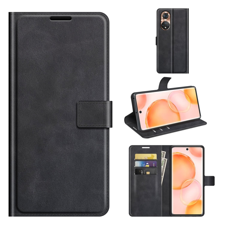 Retro Calf Pattern Buckle Card Wallet Left and Right Flip Phone Holster with Bracket Function For Honor 50