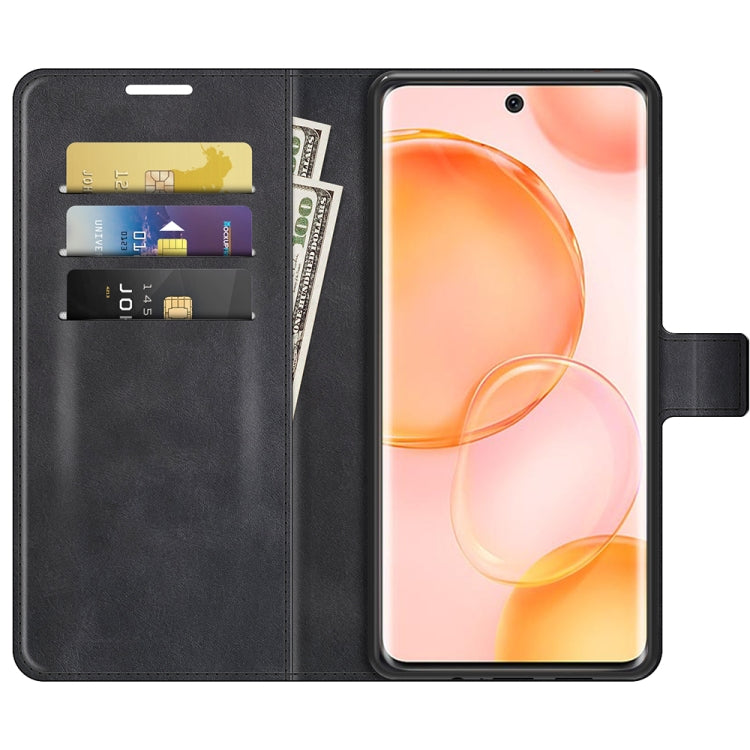 Retro Calf Pattern Buckle Card Wallet Left and Right Flip Phone Holster with Bracket Function For Honor 50