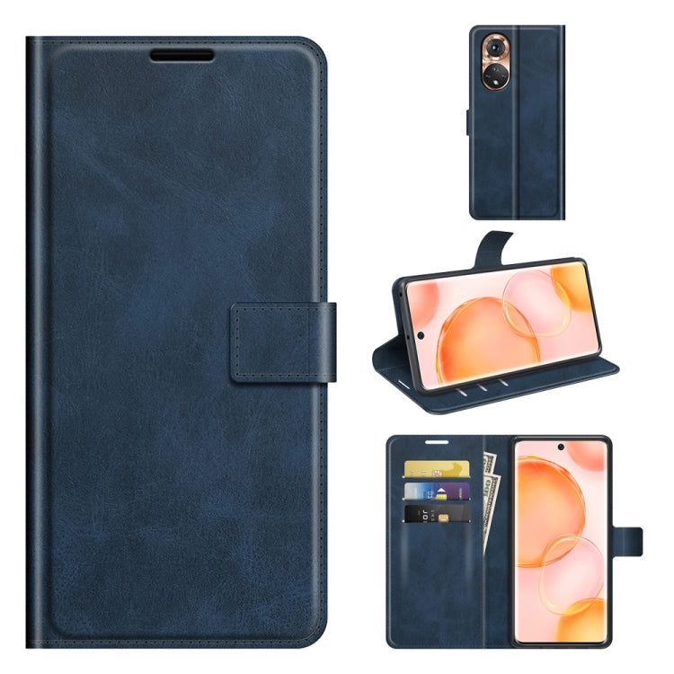 Retro Calf Pattern Buckle Card Wallet Left and Right Flip Phone Holster with Bracket Function For Honor 50