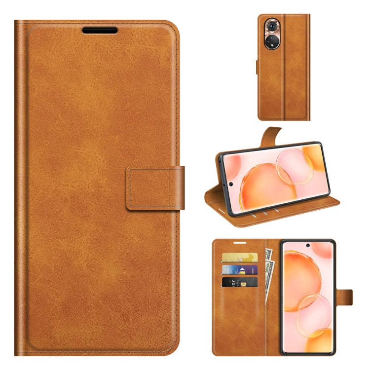 Retro Calf Pattern Buckle Card Wallet Left and Right Flip Phone Holster with Bracket Function For Honor 50