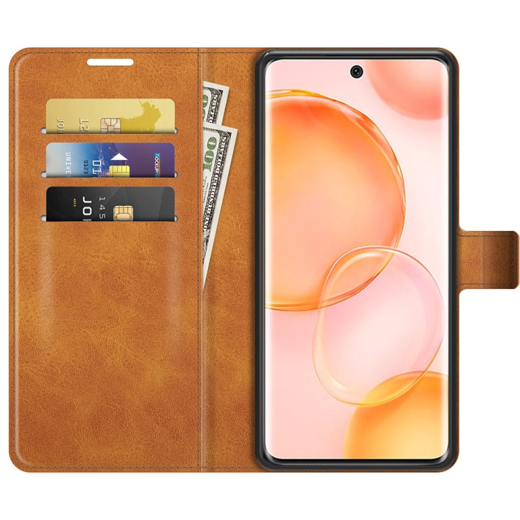 Retro Calf Pattern Buckle Card Wallet Left and Right Flip Phone Holster with Bracket Function For Honor 50