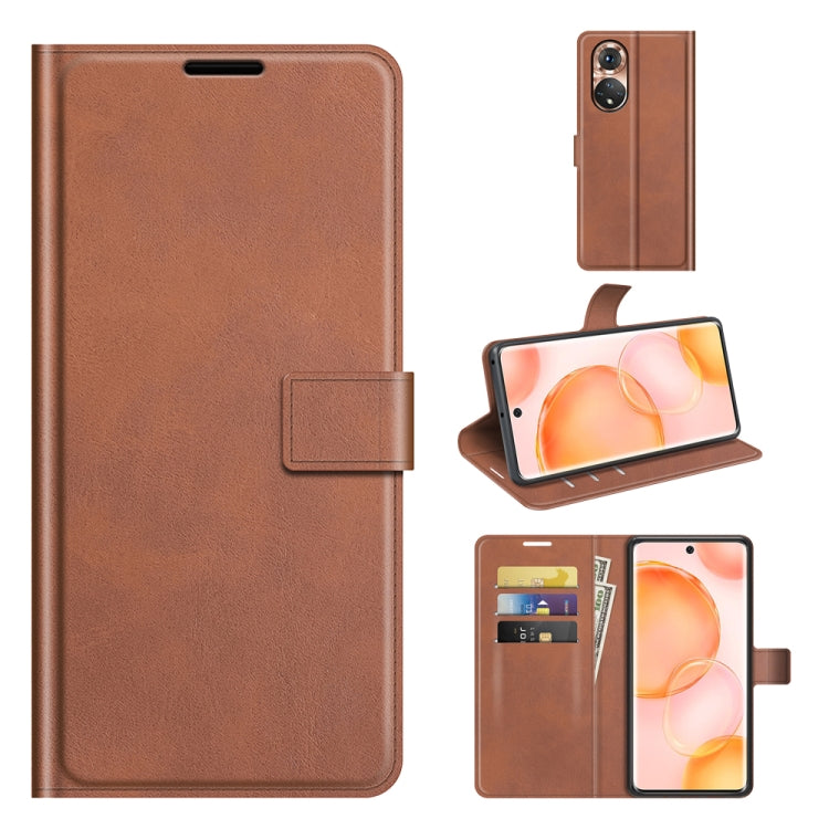 Retro Calf Pattern Buckle Card Wallet Left and Right Flip Phone Holster with Bracket Function For Honor 50