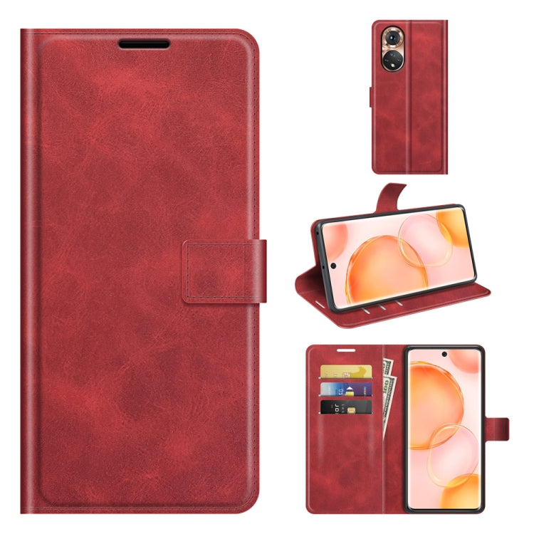 Retro Calf Pattern Buckle Card Wallet Left and Right Flip Phone Holster with Bracket Function For Honor 50