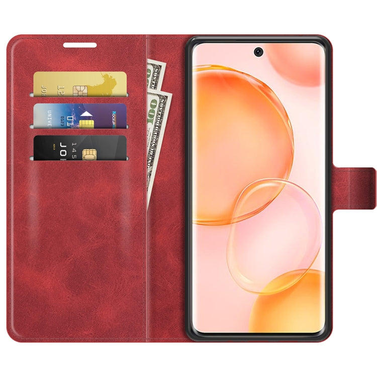 Retro Calf Pattern Buckle Card Wallet Left and Right Flip Phone Holster with Bracket Function For Honor 50