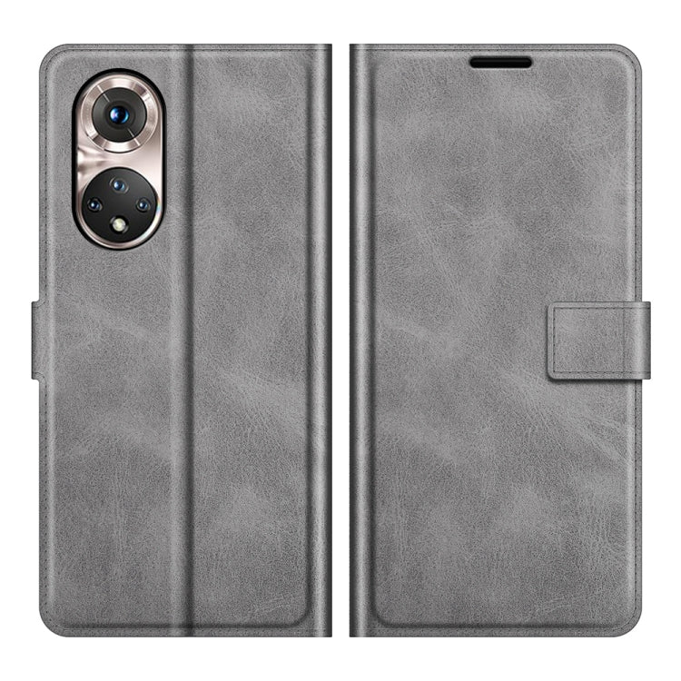 Retro Calf Pattern Buckle Card Wallet Left and Right Flip Phone Holster with Bracket Function For Honor 50 Pro