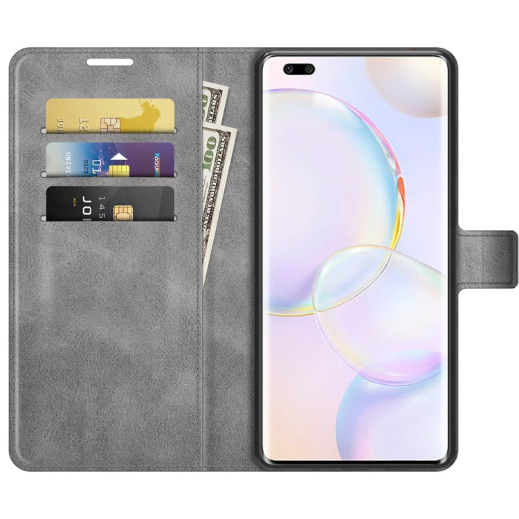 Retro Calf Pattern Buckle Card Wallet Left and Right Flip Phone Holster with Bracket Function For Honor 50 Pro