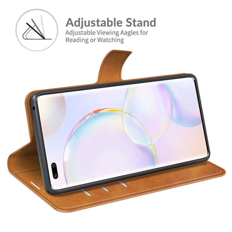 Retro Calf Pattern Buckle Card Wallet Left and Right Flip Phone Holster with Bracket Function For Honor 50 Pro