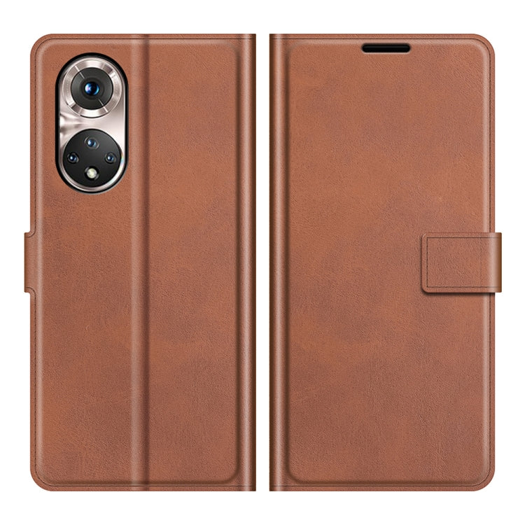 Retro Calf Pattern Buckle Card Wallet Left and Right Flip Phone Holster with Bracket Function For Honor 50 Pro