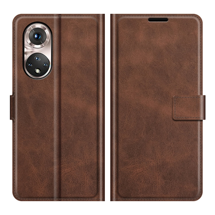 Retro Calf Pattern Buckle Card Wallet Left and Right Flip Phone Holster with Bracket Function For Honor 50 Pro