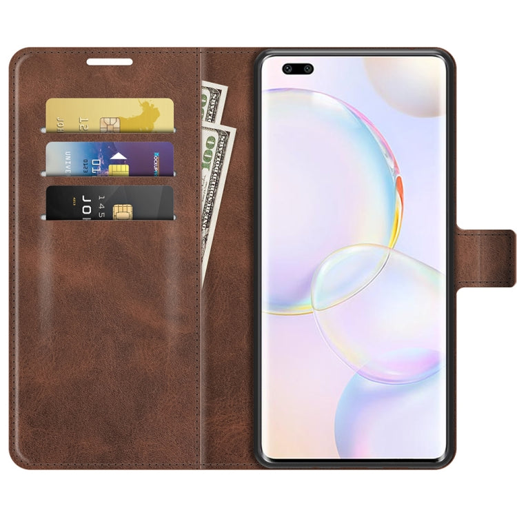 Retro Calf Pattern Buckle Card Wallet Left and Right Flip Phone Holster with Bracket Function For Honor 50 Pro