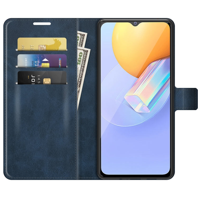 Retro Calf Pattern Buckle Card Wallet Left and Right Flip Phone Holster with Bracket Function For vivo Y31 / vivo Y51 2020(India)