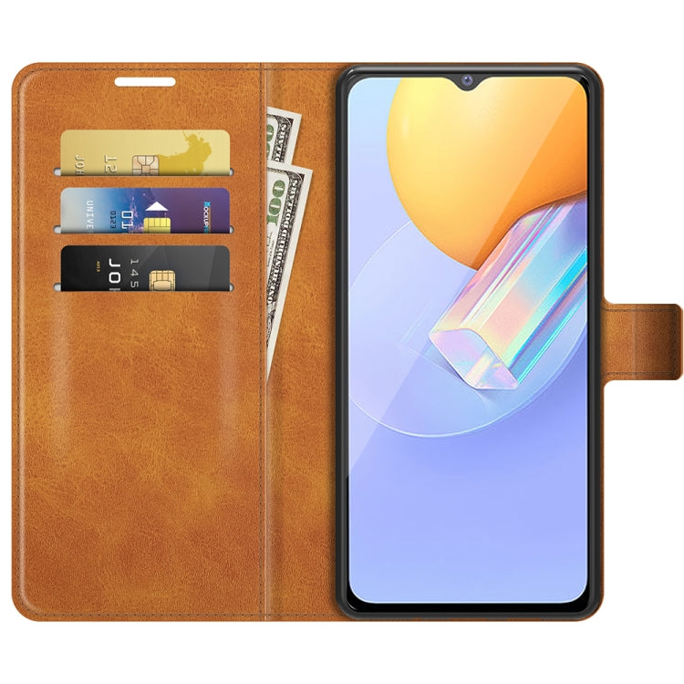 Retro Calf Pattern Buckle Card Wallet Left and Right Flip Phone Holster with Bracket Function For vivo Y31 / vivo Y51 2020(India)