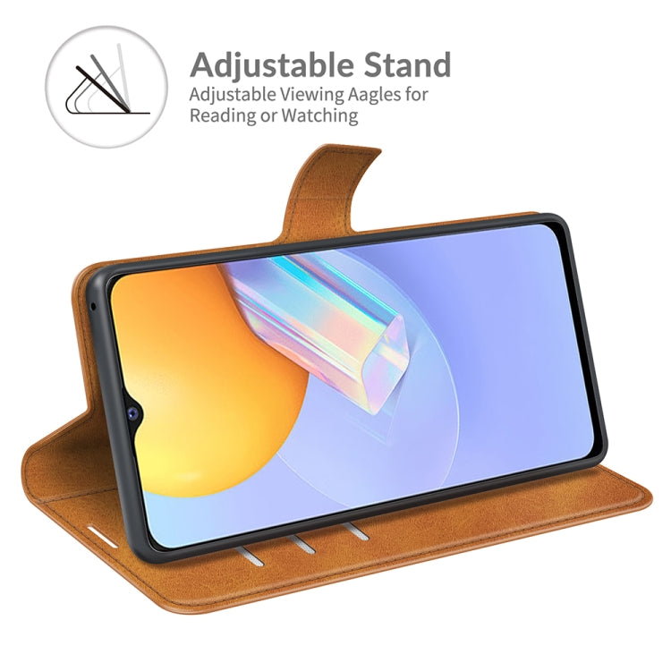 Retro Calf Pattern Buckle Card Wallet Left and Right Flip Phone Holster with Bracket Function For vivo Y31 / vivo Y51 2020(India)