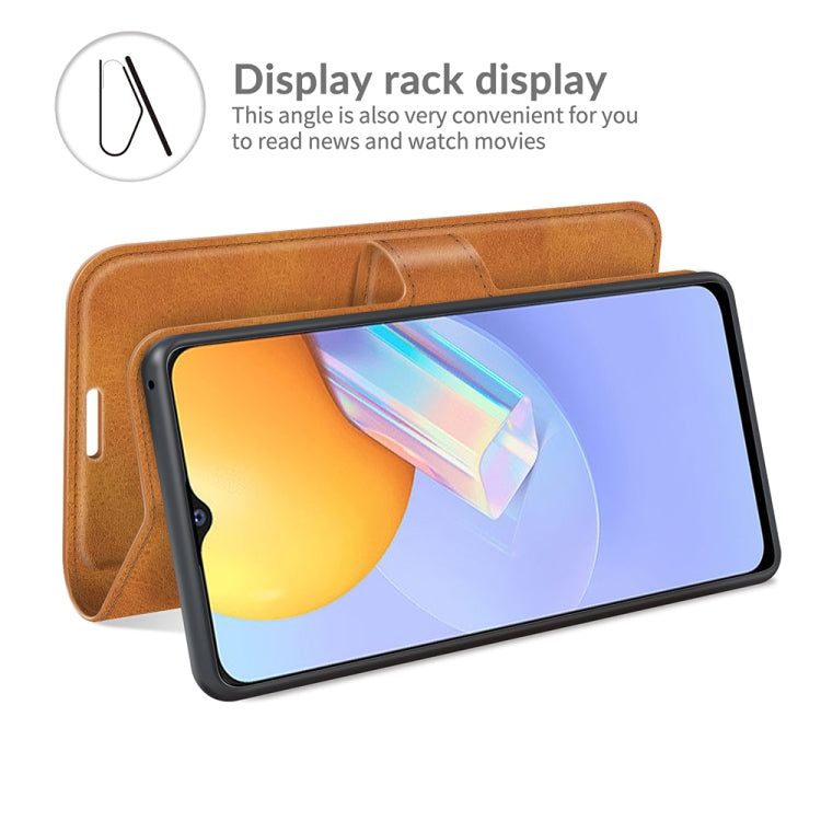 Retro Calf Pattern Buckle Card Wallet Left and Right Flip Phone Holster with Bracket Function For vivo Y31 / vivo Y51 2020(India)