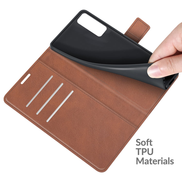 Retro Calf Pattern Buckle Card Wallet Left and Right Flip Phone Holster with Bracket Function For vivo Y31 / vivo Y51 2020(India)