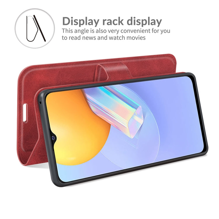 Retro Calf Pattern Buckle Card Wallet Left and Right Flip Phone Holster with Bracket Function For vivo Y31 / vivo Y51 2020(India)