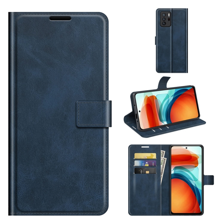 Retro Calf Pattern Buckle Card Wallet Left and Right Flip Phone Holster with Bracket Function For Xiaomi Redmi Note 10 Pro 5G/Poco X3 GT