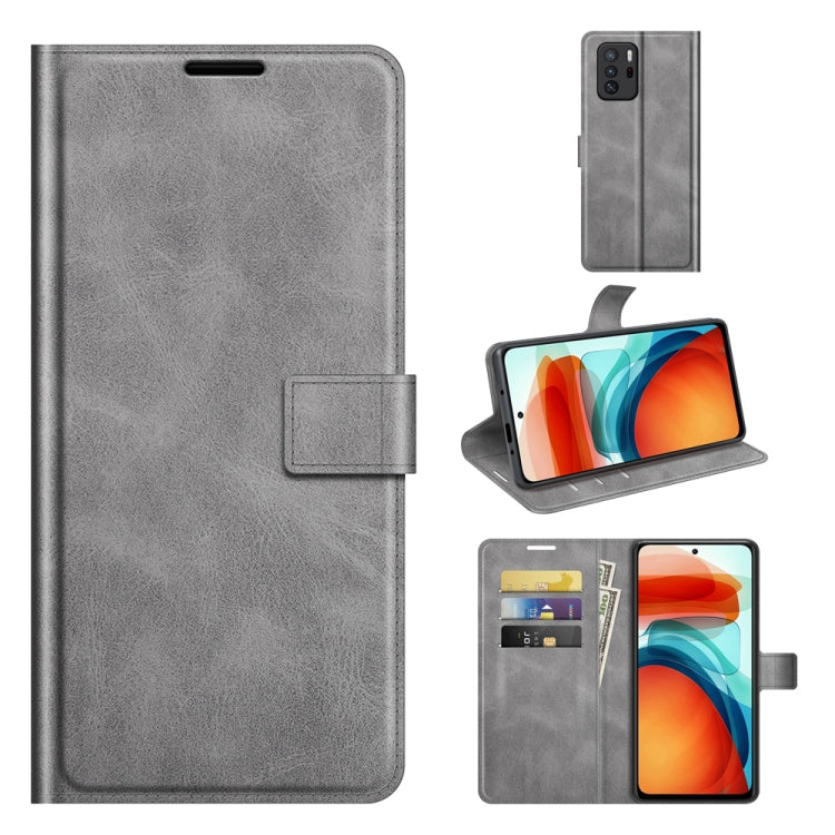 Retro Calf Pattern Buckle Card Wallet Left and Right Flip Phone Holster with Bracket Function For Xiaomi Redmi Note 10 Pro 5G/Poco X3 GT