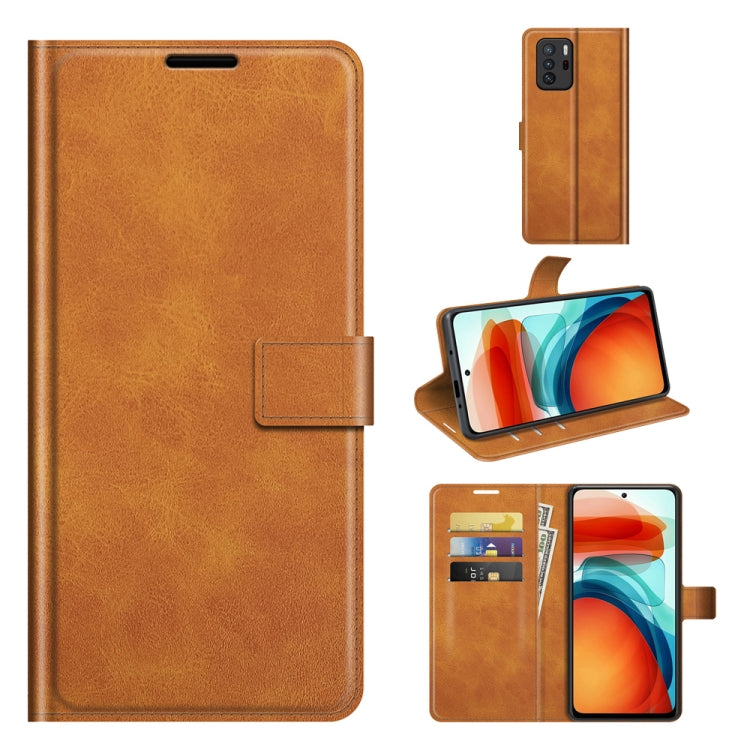 Retro Calf Pattern Buckle Card Wallet Left and Right Flip Phone Holster with Bracket Function For Xiaomi Redmi Note 10 Pro 5G/Poco X3 GT