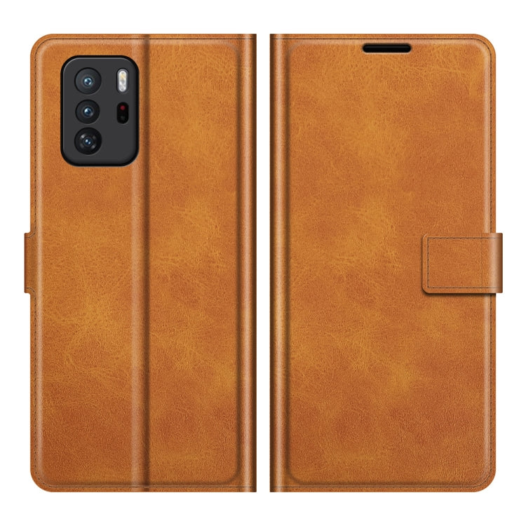 Retro Calf Pattern Buckle Card Wallet Left and Right Flip Phone Holster with Bracket Function For Xiaomi Redmi Note 10 Pro 5G/Poco X3 GT