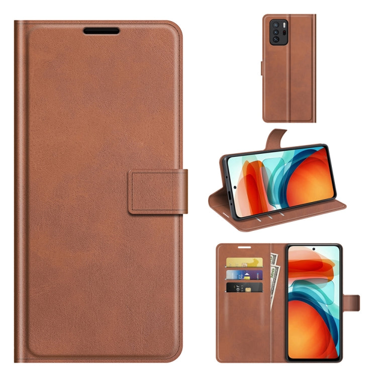 Retro Calf Pattern Buckle Card Wallet Left and Right Flip Phone Holster with Bracket Function For Xiaomi Redmi Note 10 Pro 5G/Poco X3 GT