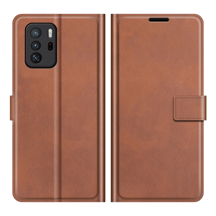 Retro Calf Pattern Buckle Card Wallet Left and Right Flip Phone Holster with Bracket Function For Xiaomi Redmi Note 10 Pro 5G/Poco X3 GT