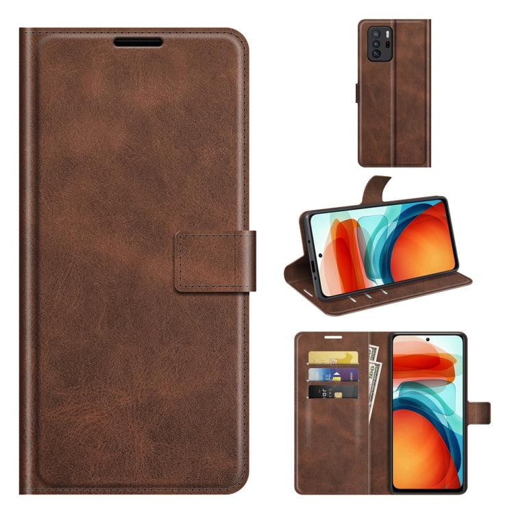 Retro Calf Pattern Buckle Card Wallet Left and Right Flip Phone Holster with Bracket Function For Xiaomi Redmi Note 10 Pro 5G/Poco X3 GT