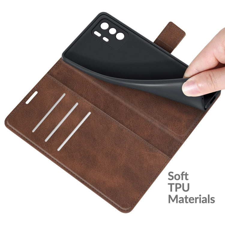 Retro Calf Pattern Buckle Card Wallet Left and Right Flip Phone Holster with Bracket Function For Xiaomi Redmi Note 10 Pro 5G/Poco X3 GT