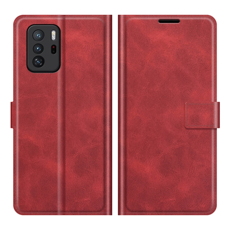 Retro Calf Pattern Buckle Card Wallet Left and Right Flip Phone Holster with Bracket Function For Xiaomi Redmi Note 10 Pro 5G/Poco X3 GT