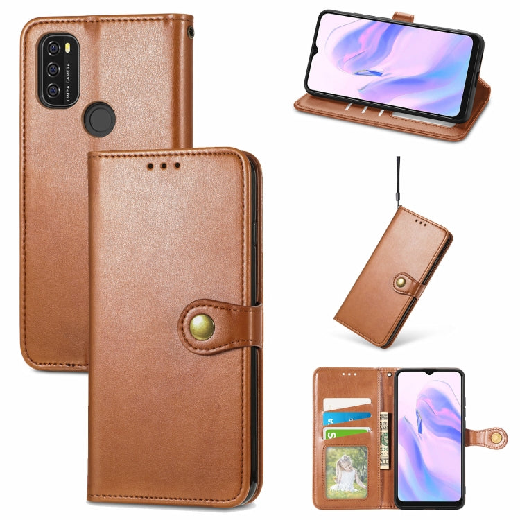 For Blackview A70 Solid Color Leather Buckle Phone Case with Lanyard & Photo Frame & Card Slot & Wallet & Stand Function