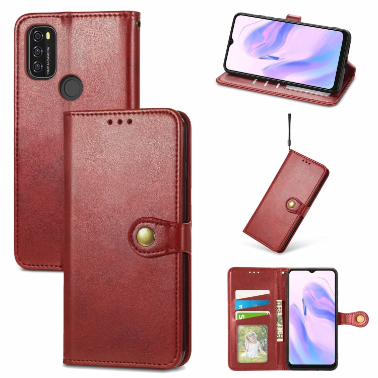 For Blackview A70 Solid Color Leather Buckle Phone Case with Lanyard & Photo Frame & Card Slot & Wallet & Stand Function