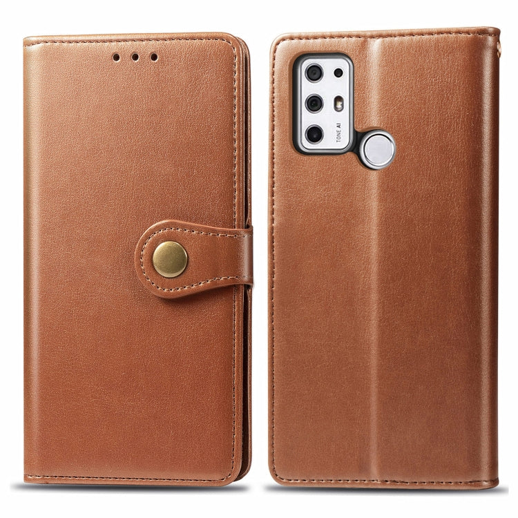 For Tone E21 Solid Color Leather Buckle Phone Case with Lanyard & Photo Frame & Card Slot & Wallet & Stand Function