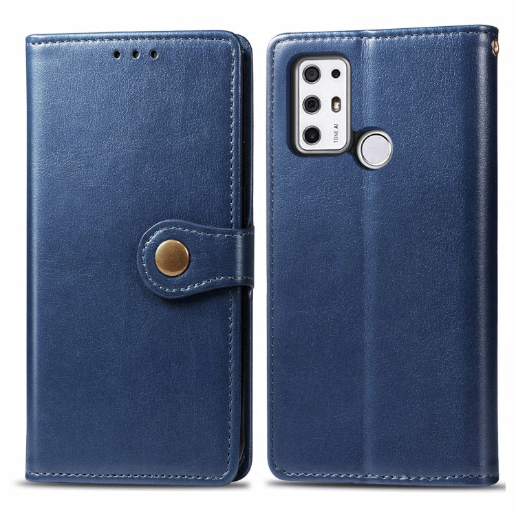 For Tone E21 Solid Color Leather Buckle Phone Case with Lanyard & Photo Frame & Card Slot & Wallet & Stand Function