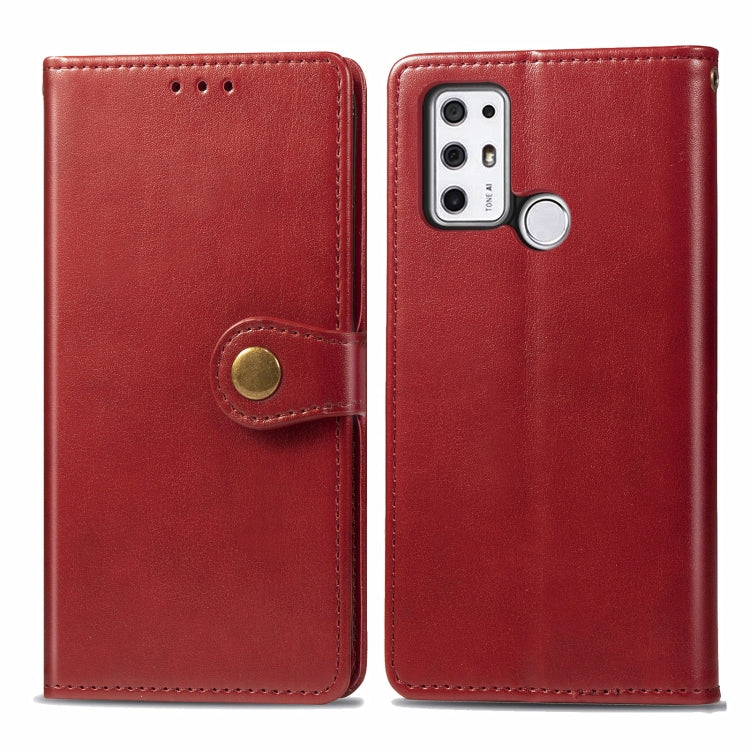 For Tone E21 Solid Color Leather Buckle Phone Case with Lanyard & Photo Frame & Card Slot & Wallet & Stand Function