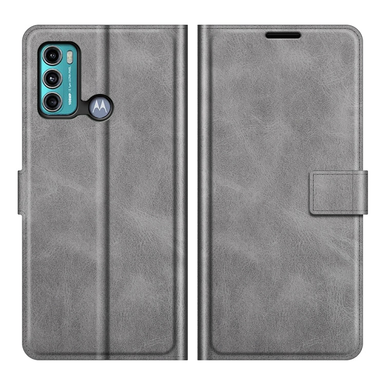 For Motorola Moto G60 / Moto G40 Fusion Retro Calf Pattern Buckle Card Wallet Left and Right Flip Phone Holster with Bracket Function