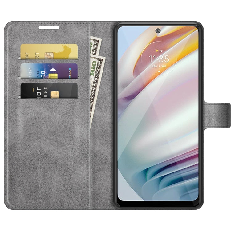 For Motorola Moto G60 / Moto G40 Fusion Retro Calf Pattern Buckle Card Wallet Left and Right Flip Phone Holster with Bracket Function