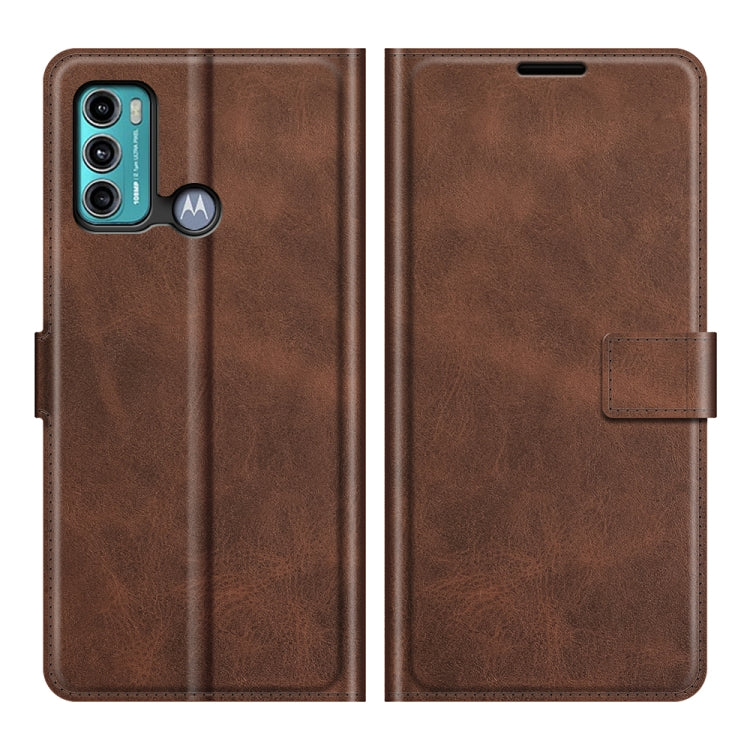 For Motorola Moto G60 / Moto G40 Fusion Retro Calf Pattern Buckle Card Wallet Left and Right Flip Phone Holster with Bracket Function