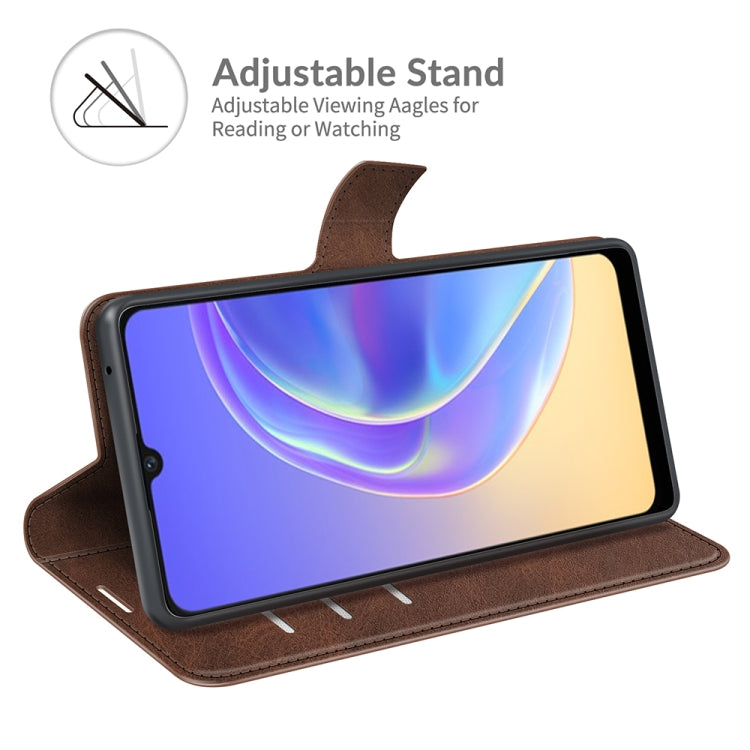 For vivo V21e / vivo Y73 2021 Retro Calf Pattern Buckle Card Wallet Left and Right Flip Phone Holster with Bracket Function