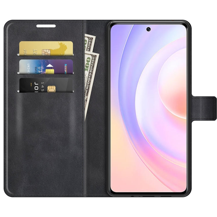 For Honor 50 SE Retro Calf Pattern Buckle Card Wallet Left and Right Flip Phone Holster with Bracket Function