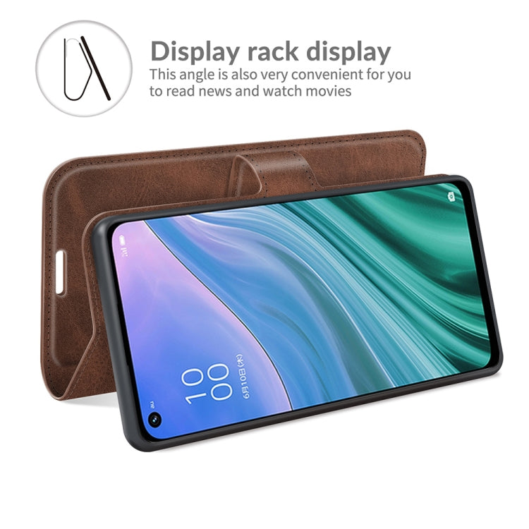 For OnePlus Nord N200 5G Retro Calf Pattern Buckle Card Wallet Left and Right Flip Phone Holster with Bracket Function