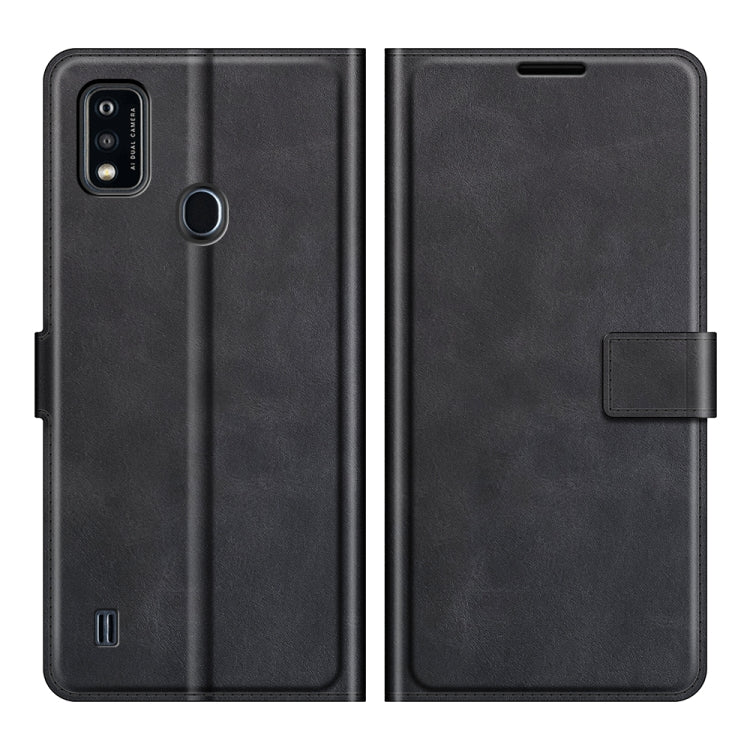 For ZTE Blade A51 Retro Calf Pattern Buckle Card Wallet Left and Right Flip Phone Holster with Bracket Function