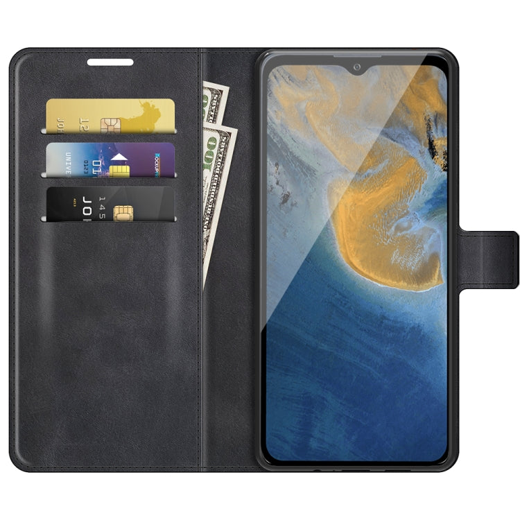 For ZTE Blade A51 Retro Calf Pattern Buckle Card Wallet Left and Right Flip Phone Holster with Bracket Function