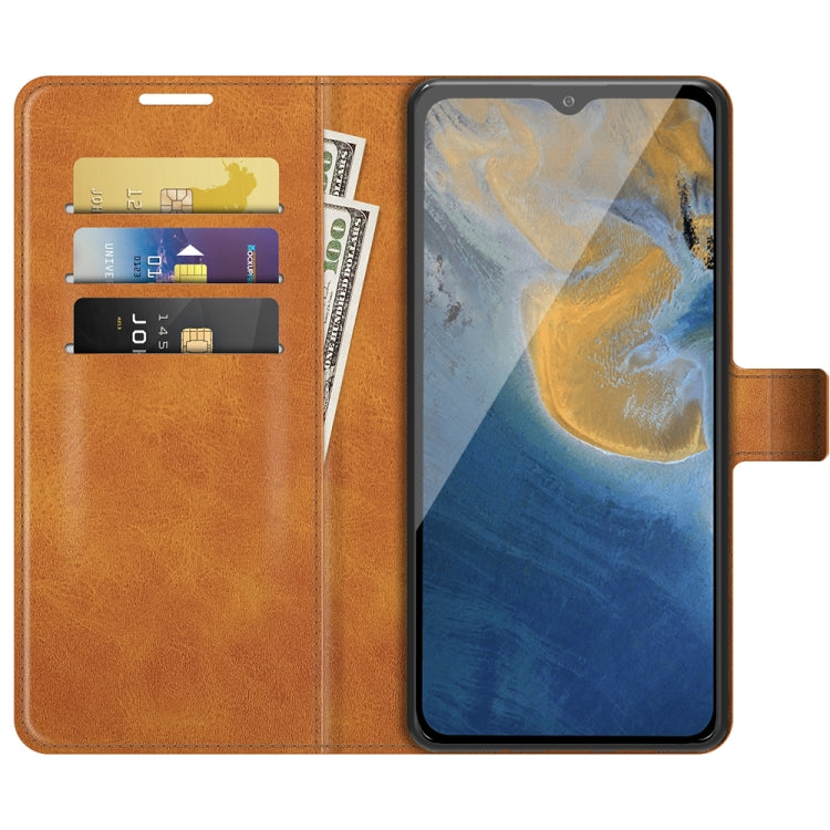 For ZTE Blade A51 Retro Calf Pattern Buckle Card Wallet Left and Right Flip Phone Holster with Bracket Function