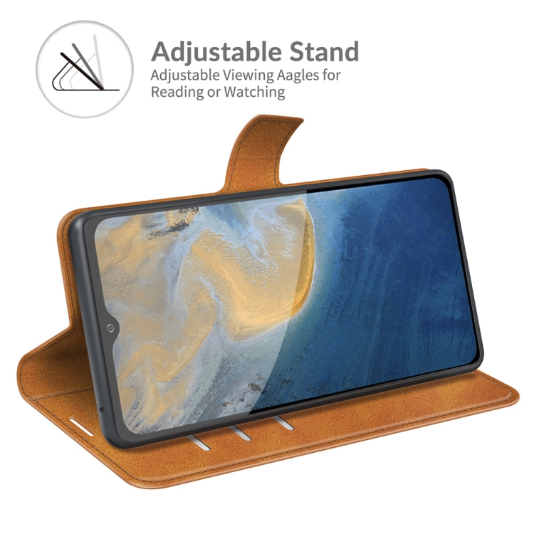 For ZTE Blade A51 Retro Calf Pattern Buckle Card Wallet Left and Right Flip Phone Holster with Bracket Function